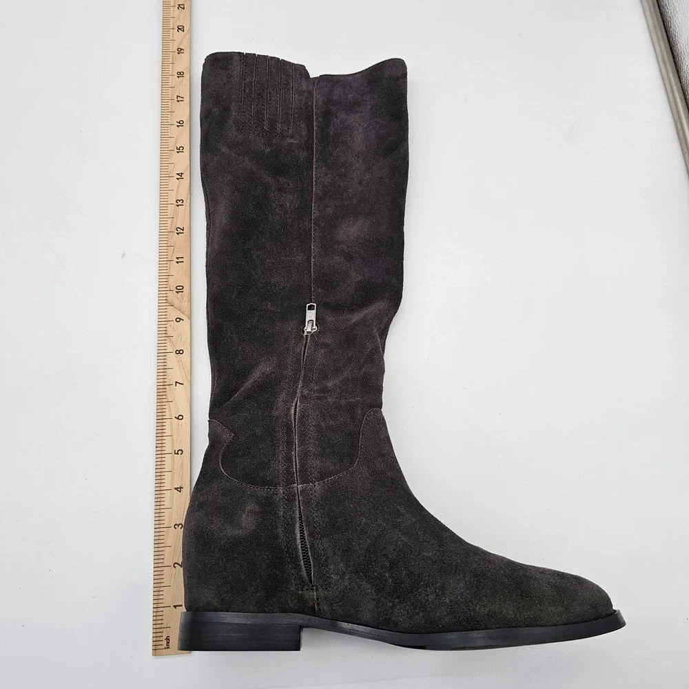ASH Jocelyn Boots Womens 38 Africa Brown Suede Tall Knee High Hidden Wedge NIB